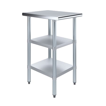 Amgood 24 in. x 15 in. Stainless Steel Table With Two Undershelves AMG WT-2418-2SH